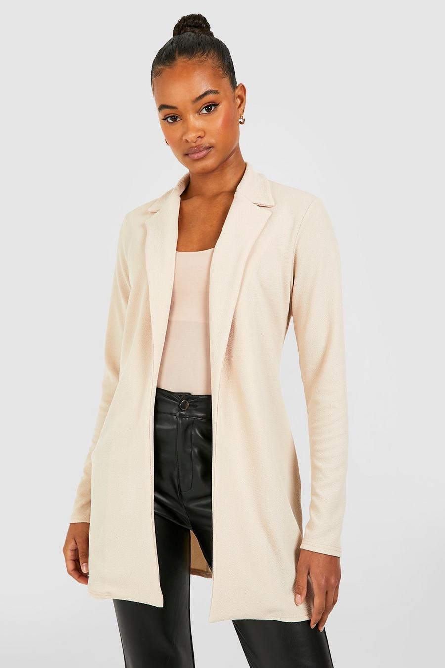 Taupe Tall Basic Jersey Fitted Longline Blazer image number 1