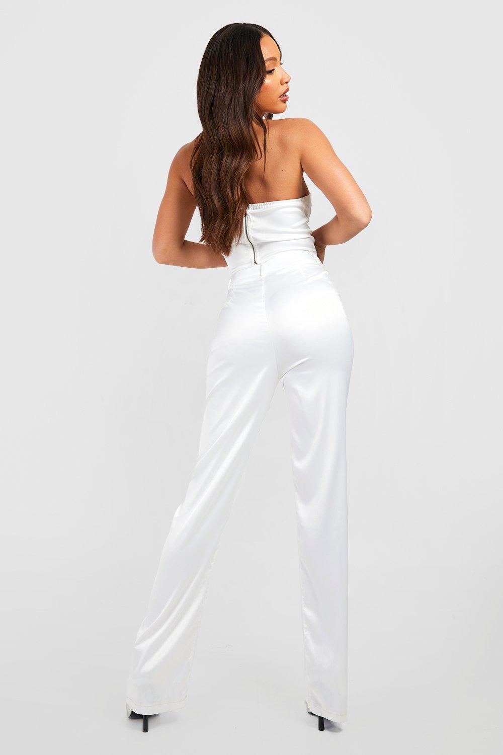 Tall Women's White Satin Pants