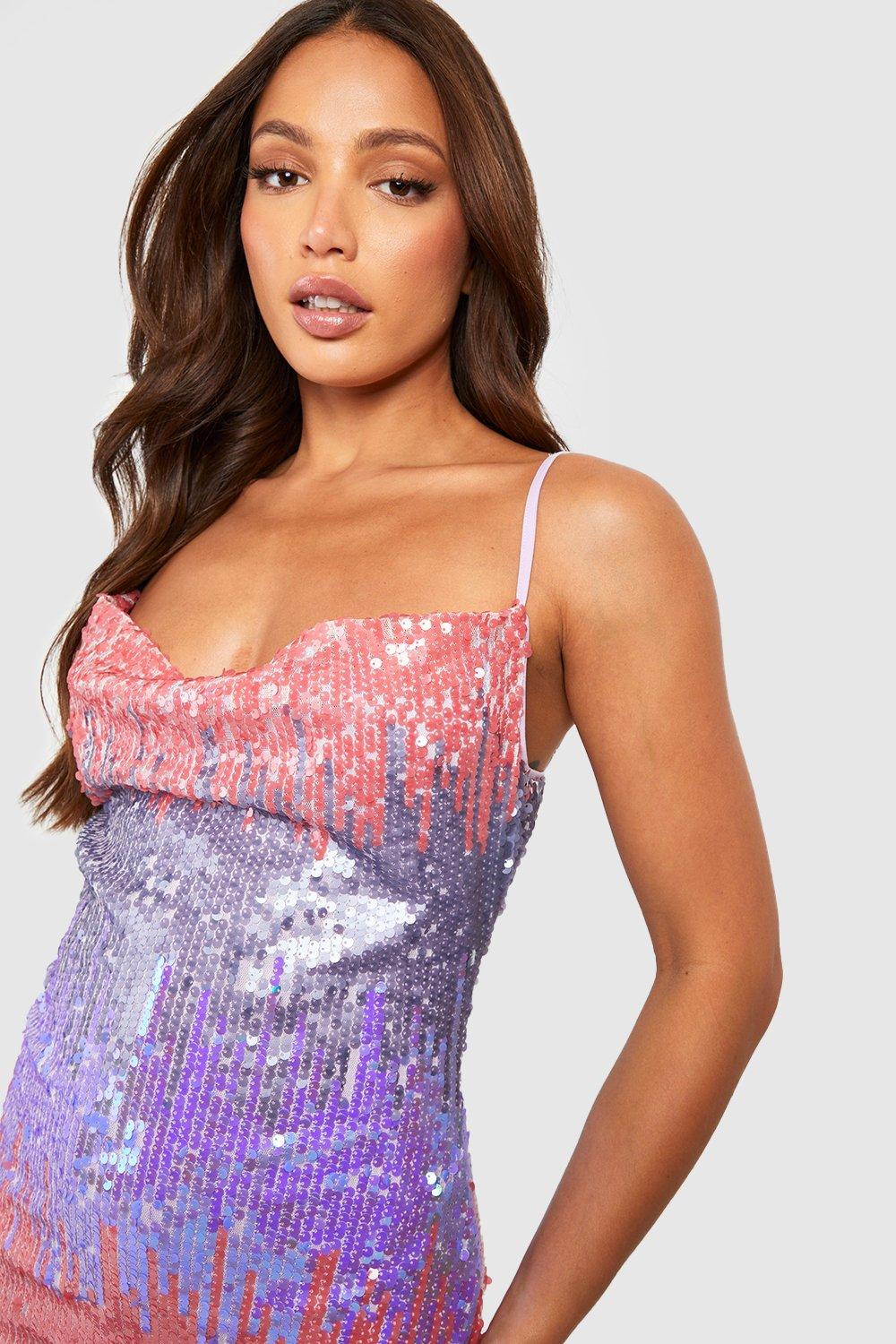 Cowl neck outlet sparkly dress