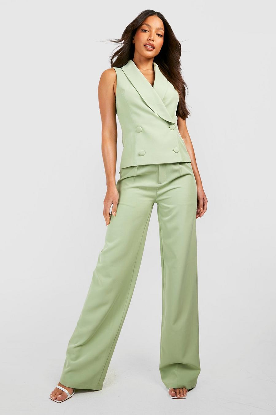 Sage green Tall Premium Wrap Tailored Vest