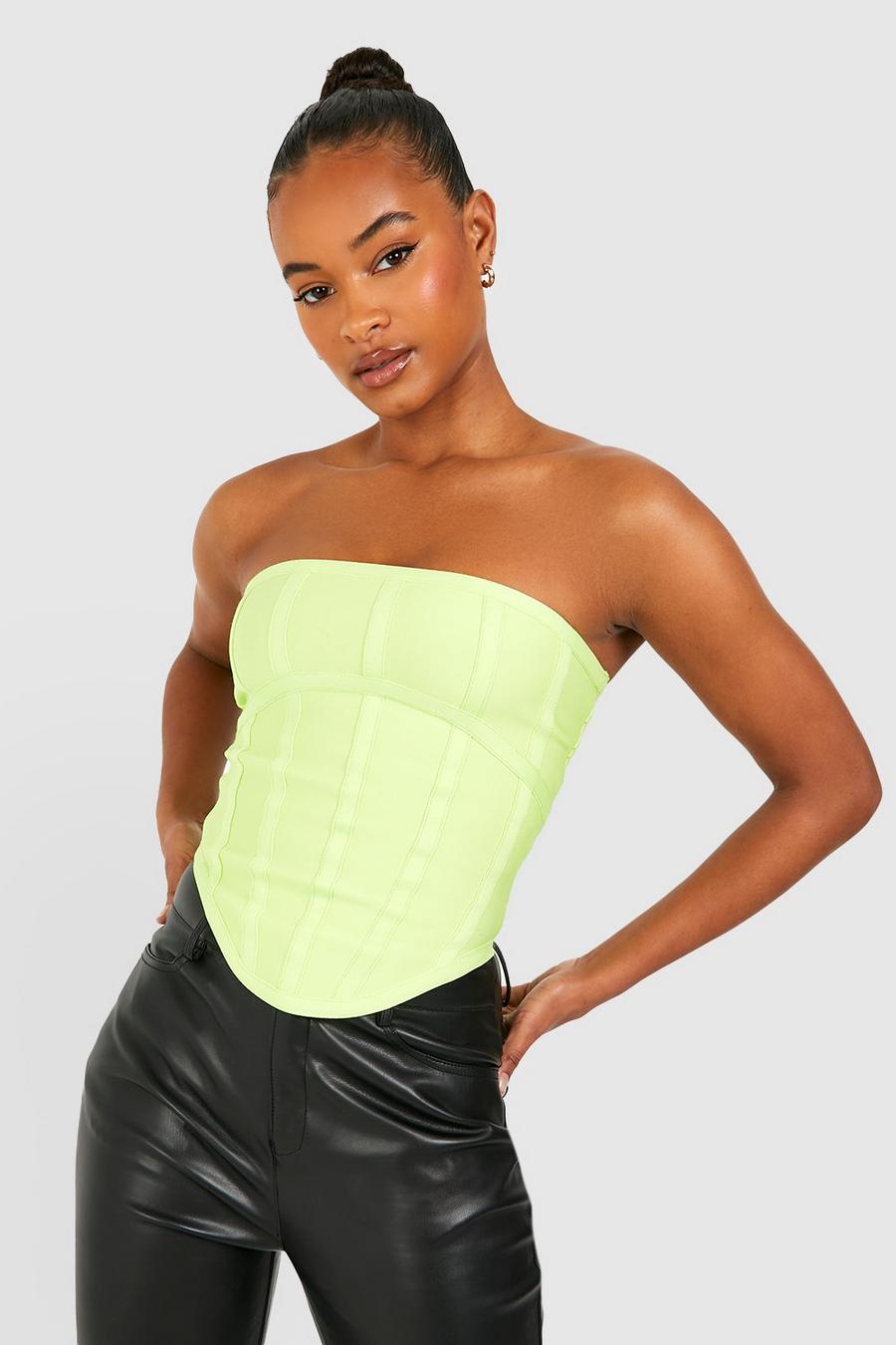 Lime green Tall Premium Bandage Bandeau Corset Top image number 1