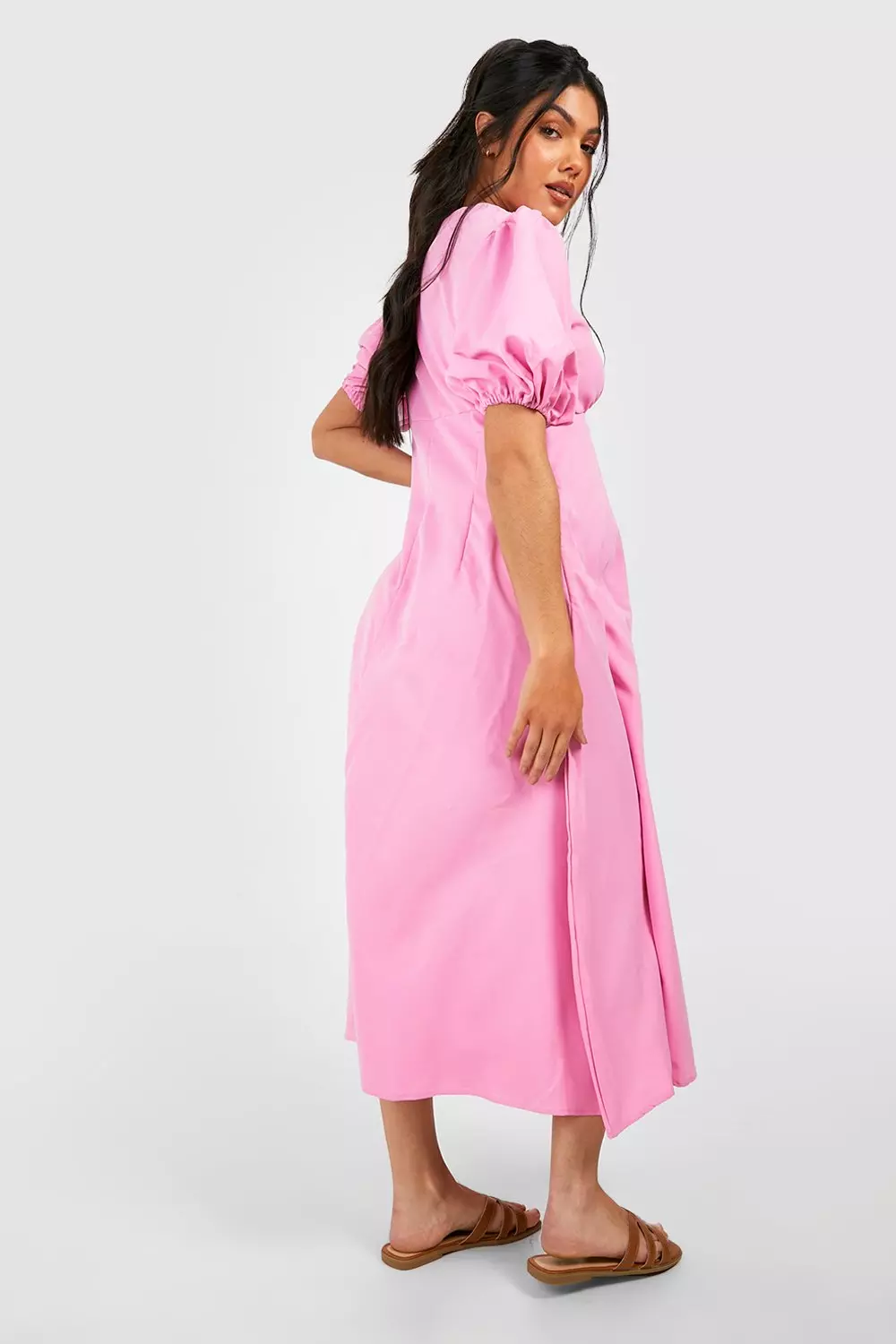 Pink Maternity Woven Puff Sleeve Midaxi Dress alternative image
