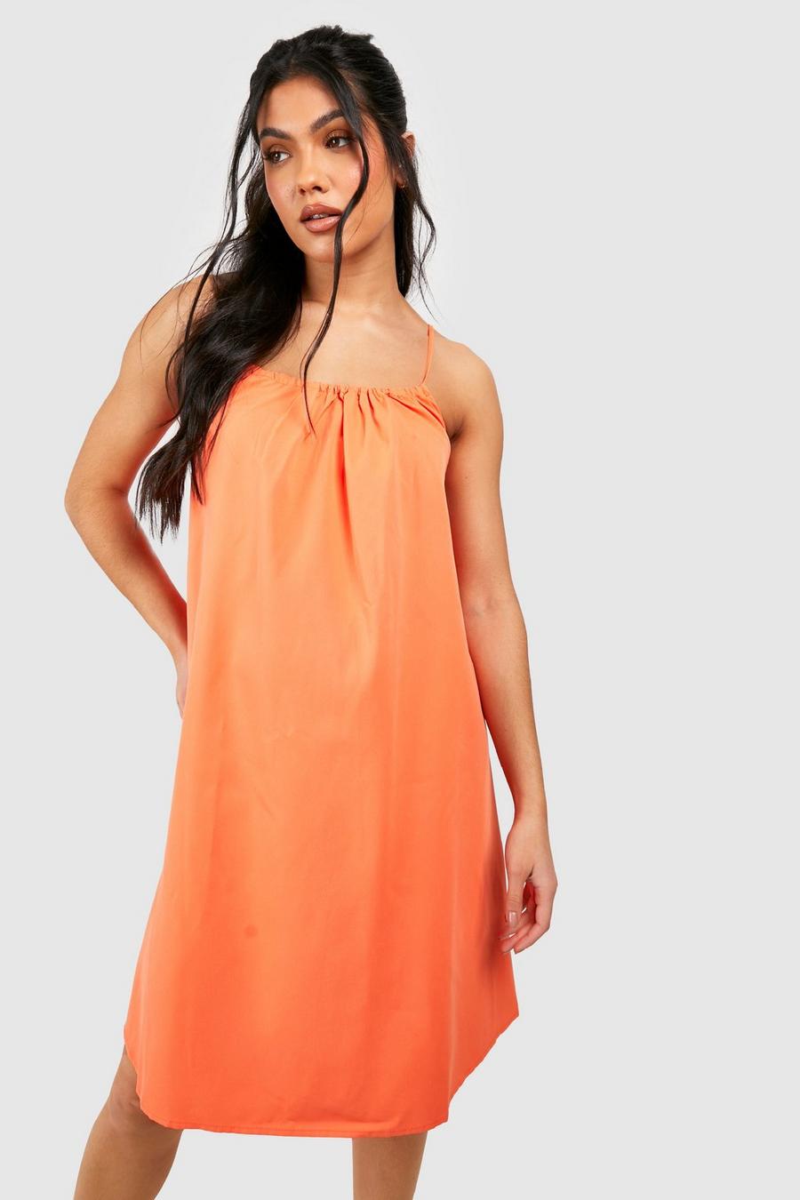 Orange Maternity Woven Strappy Swing Dress