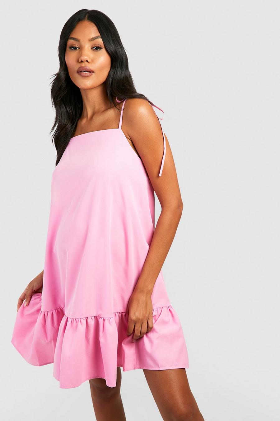 Pink Maternity Woven Frill Hem Strappy Smock Dress image number 1