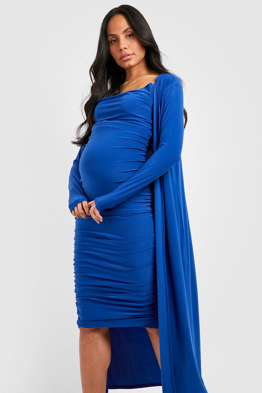 Women's Maternity Strappy Cowl Dress And Duster Coat