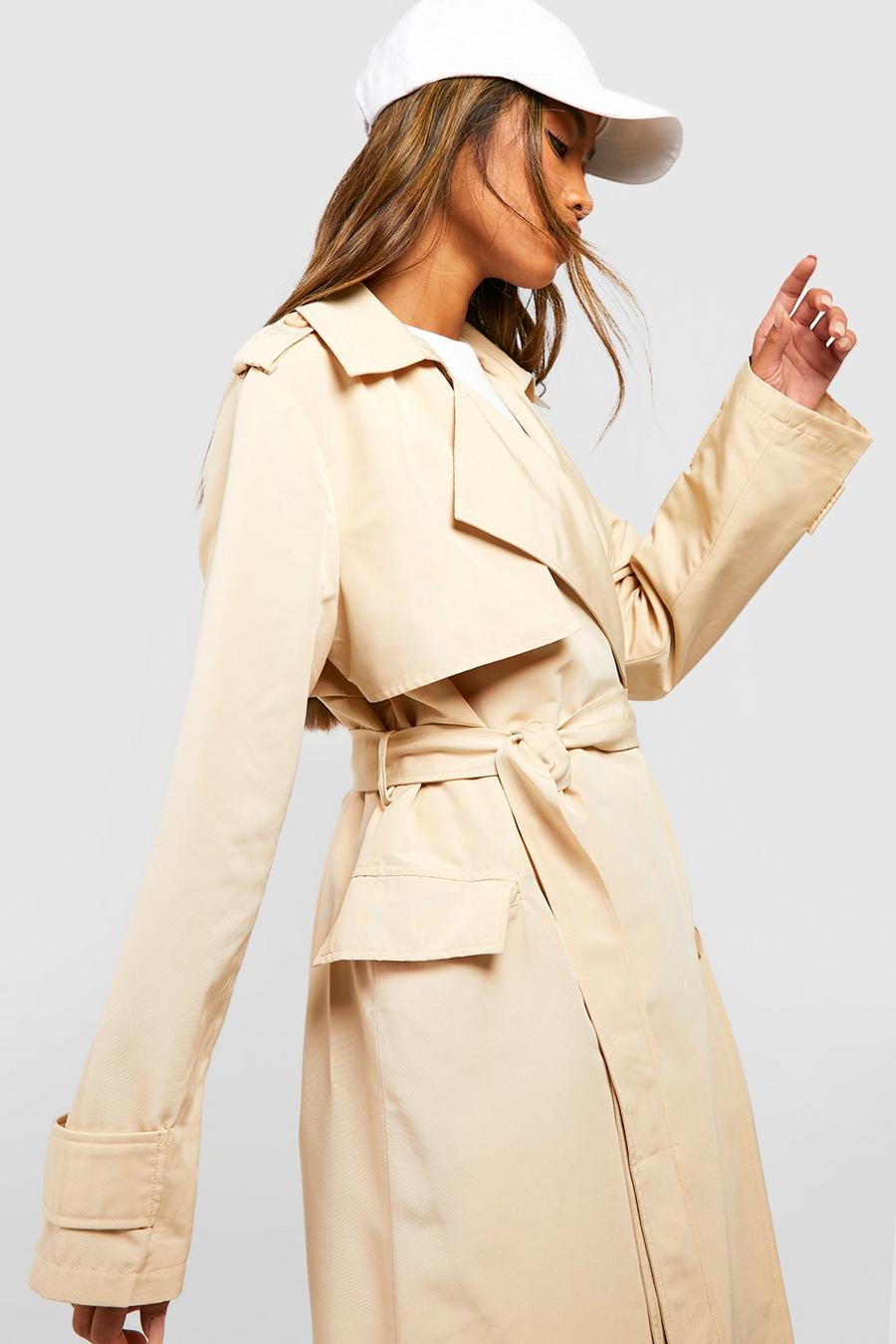 Stone beige Double Breasted Belted Trench Coat