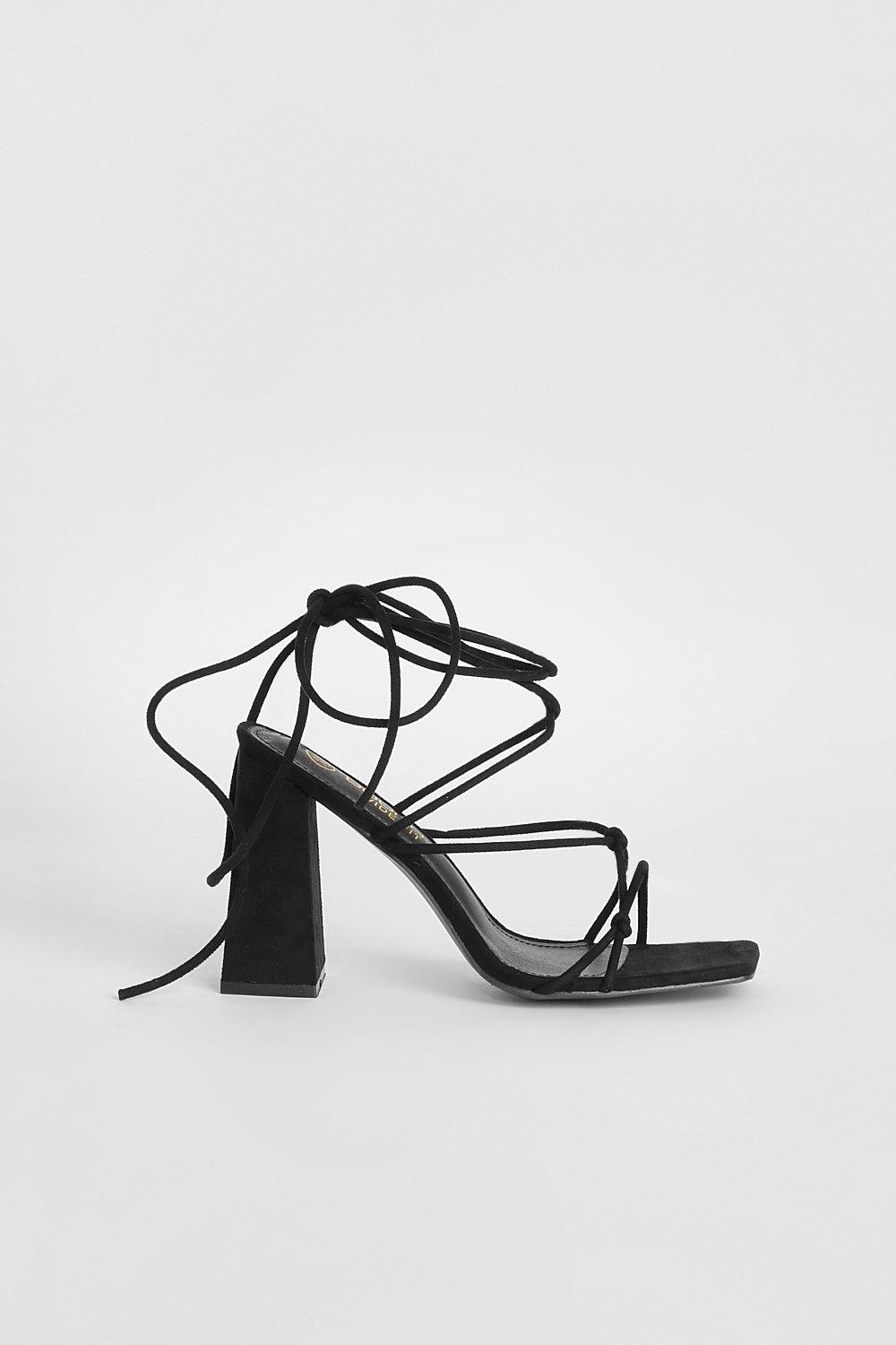 Black block heels tie up shop