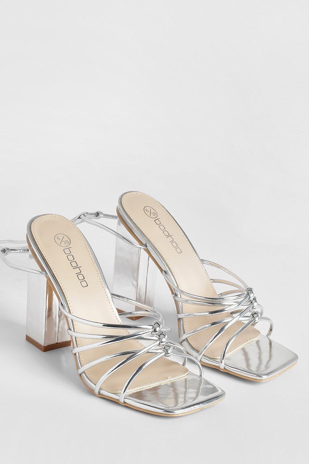 Boohoo silver block on sale heels