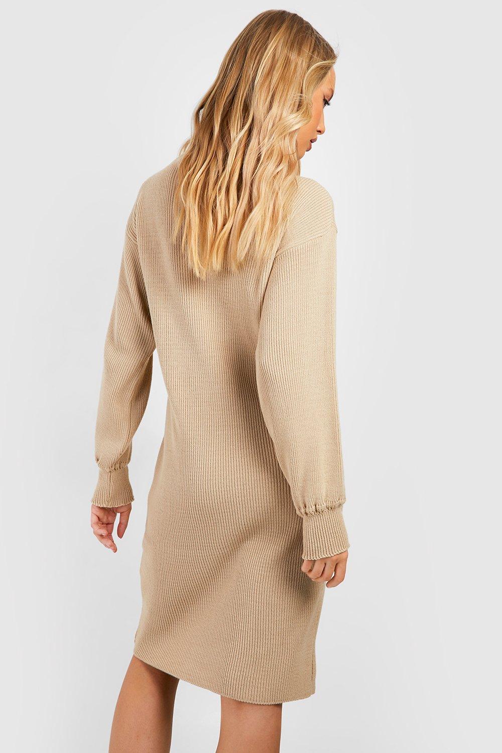 Plus Knitted Turtleneck Sleeveless Sweater Dress