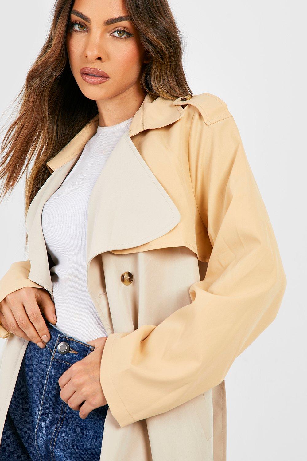 Two Tone Belted Trench Coat