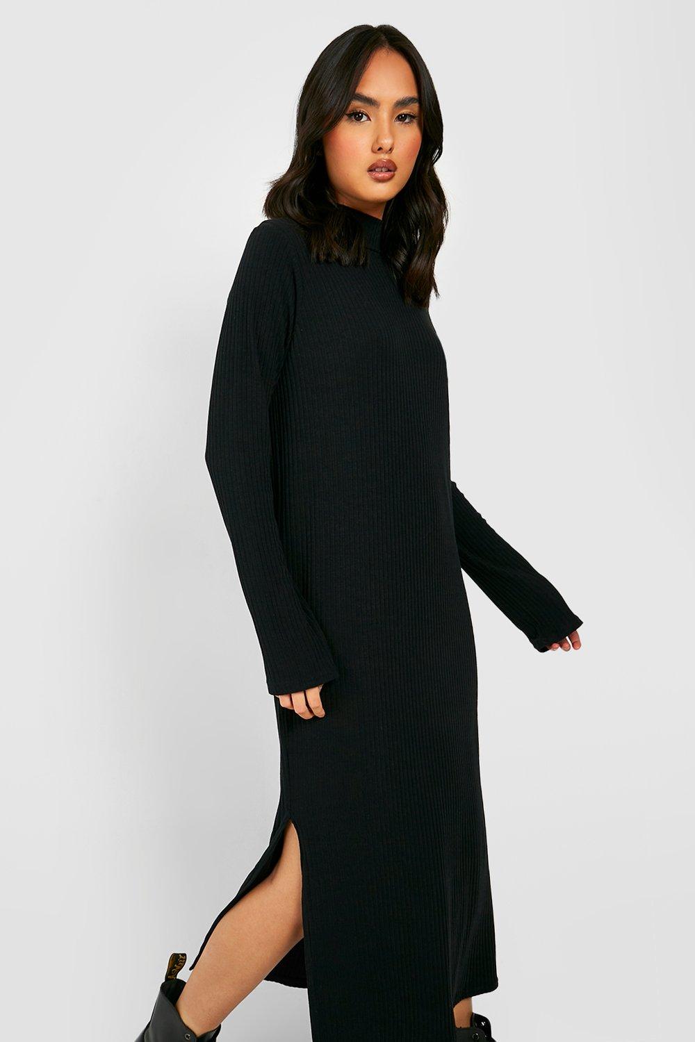 Black ribbed jumper sales dress