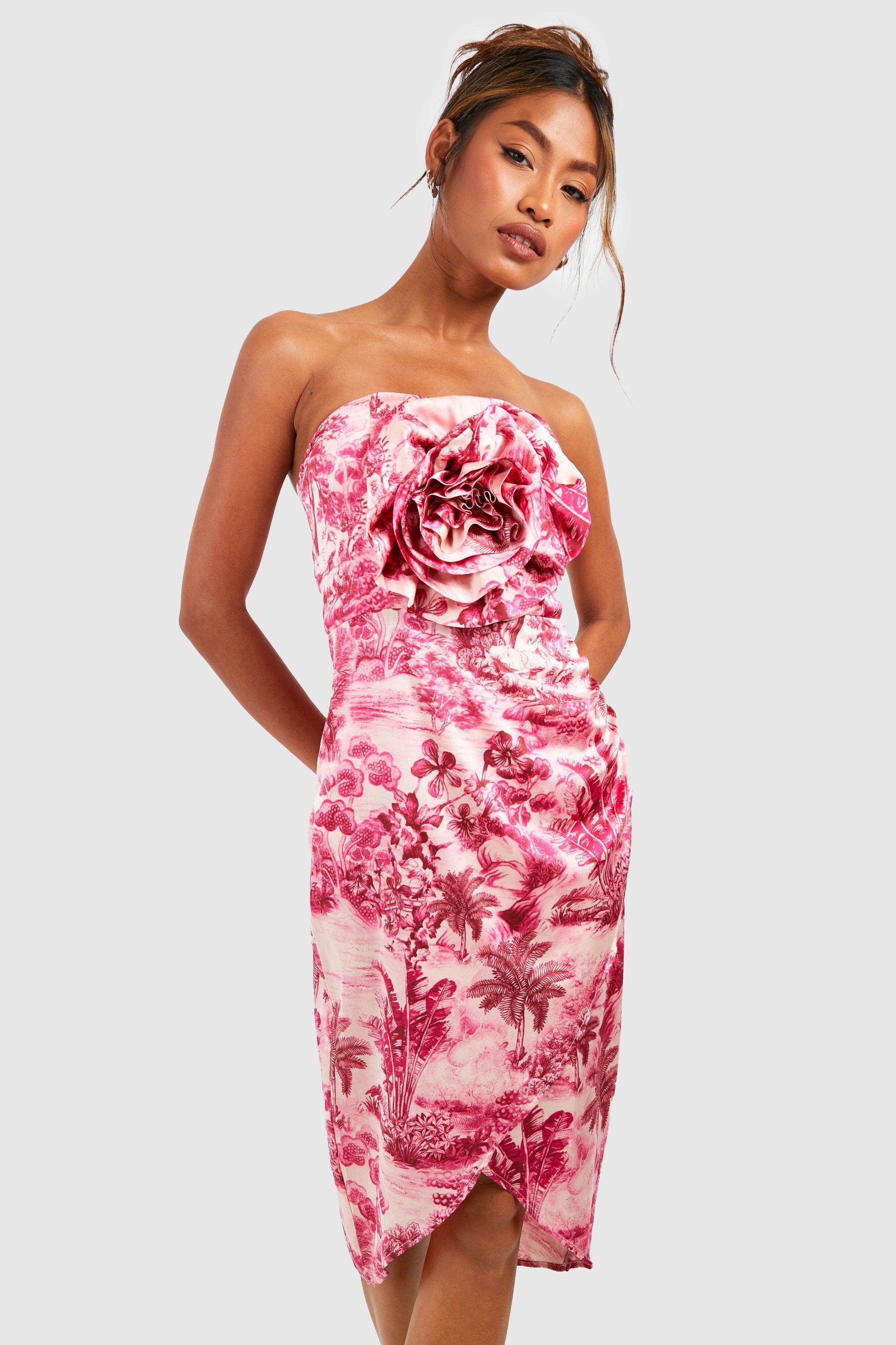 Rose pink floral clearance dress