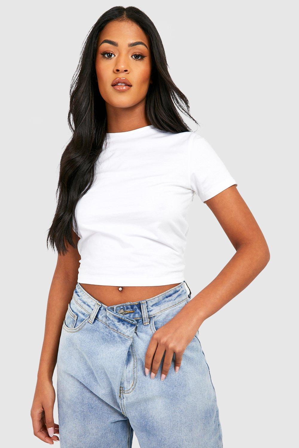 Plain white crop t shirt best sale