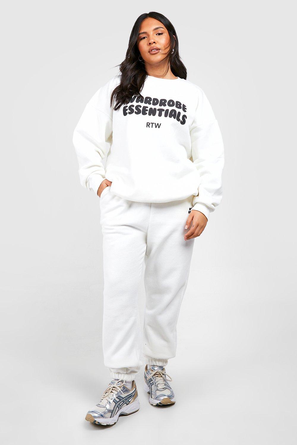 Plus Wardrobe Essentials Slogan Sweater Tracksuit