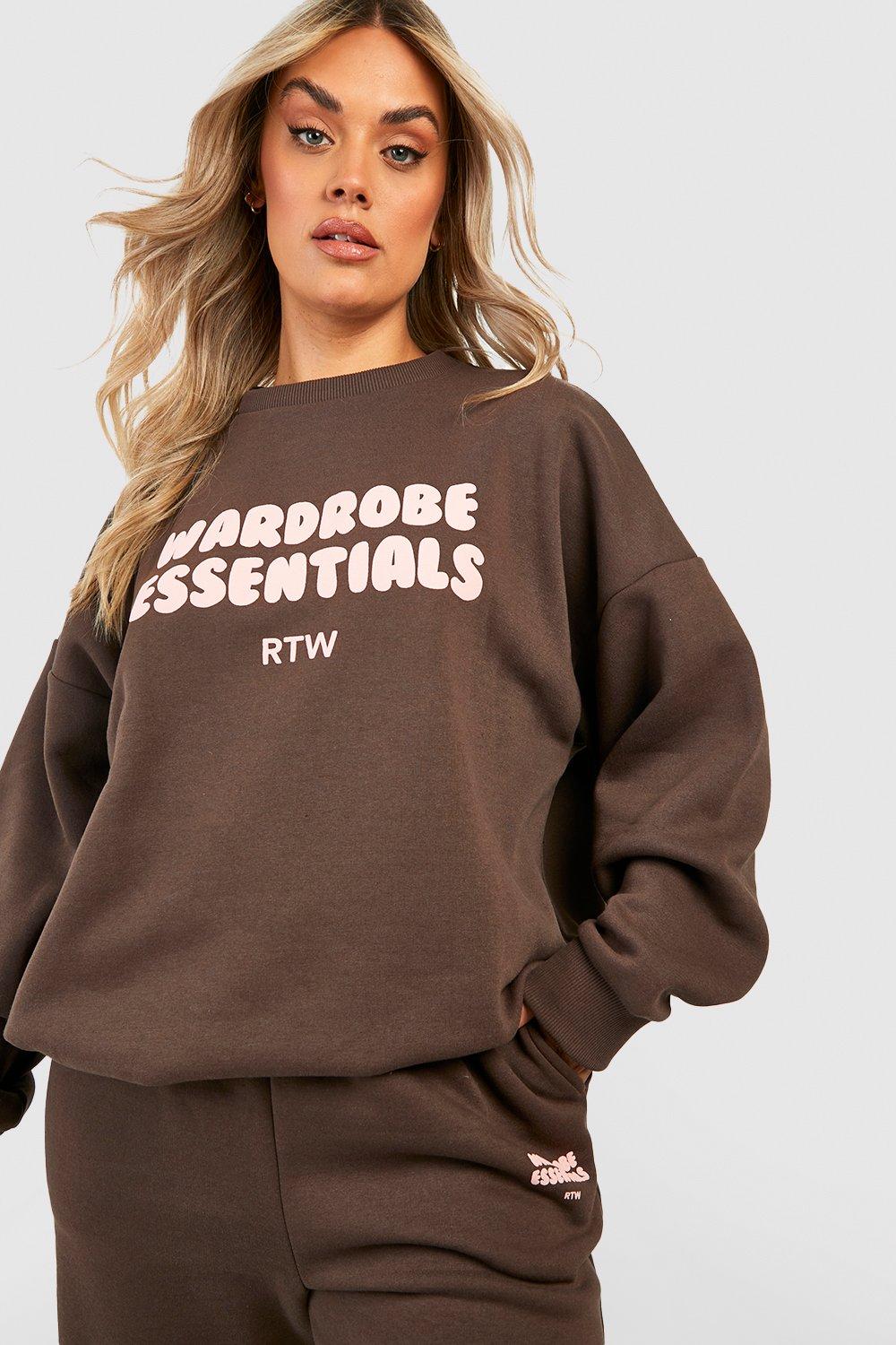 Plus Wardrobe Essentials Slogan Sweater Tracksuit