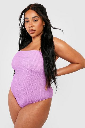 Plus Crinkle Bandeau Swimsuit purple