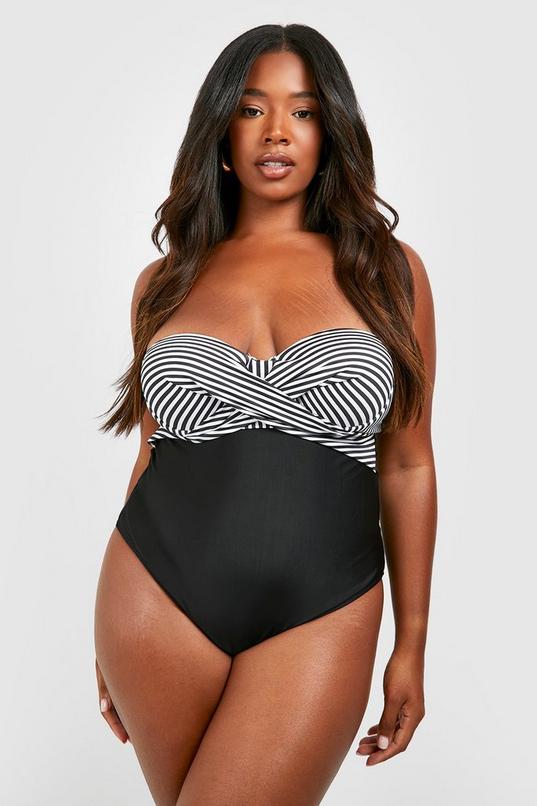 Women's Large Bust Swimsuit Bikini Plus Size Swimsuit Womens Plus Swimsuits  Strapless Black XL : : Fashion
