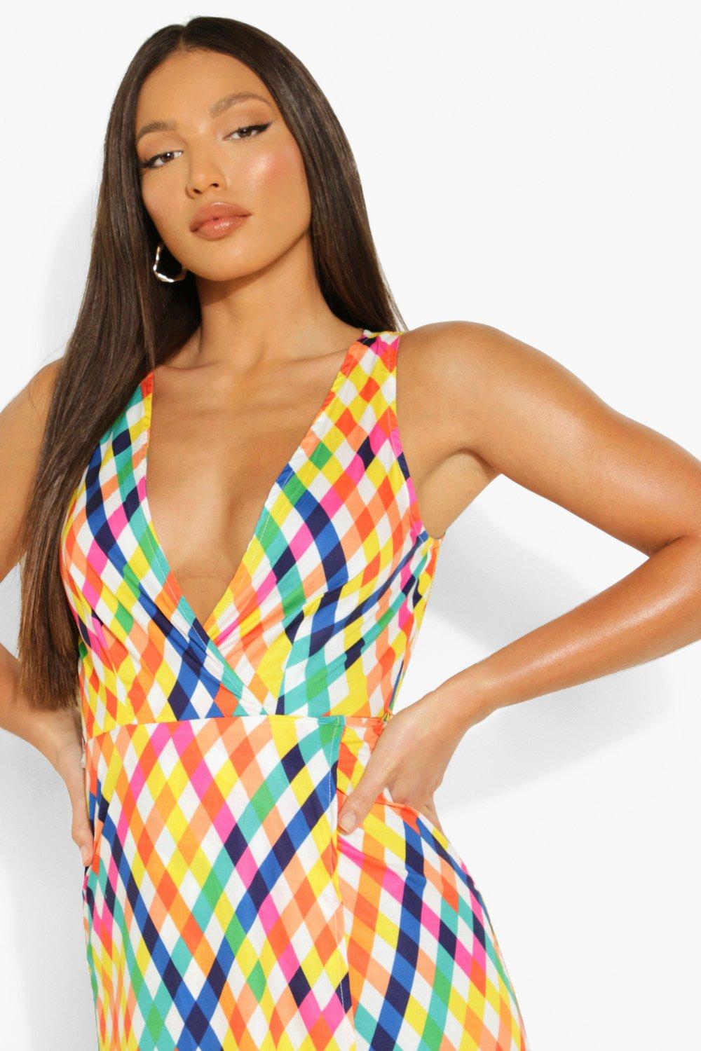 Rainbow dress boohoo hotsell