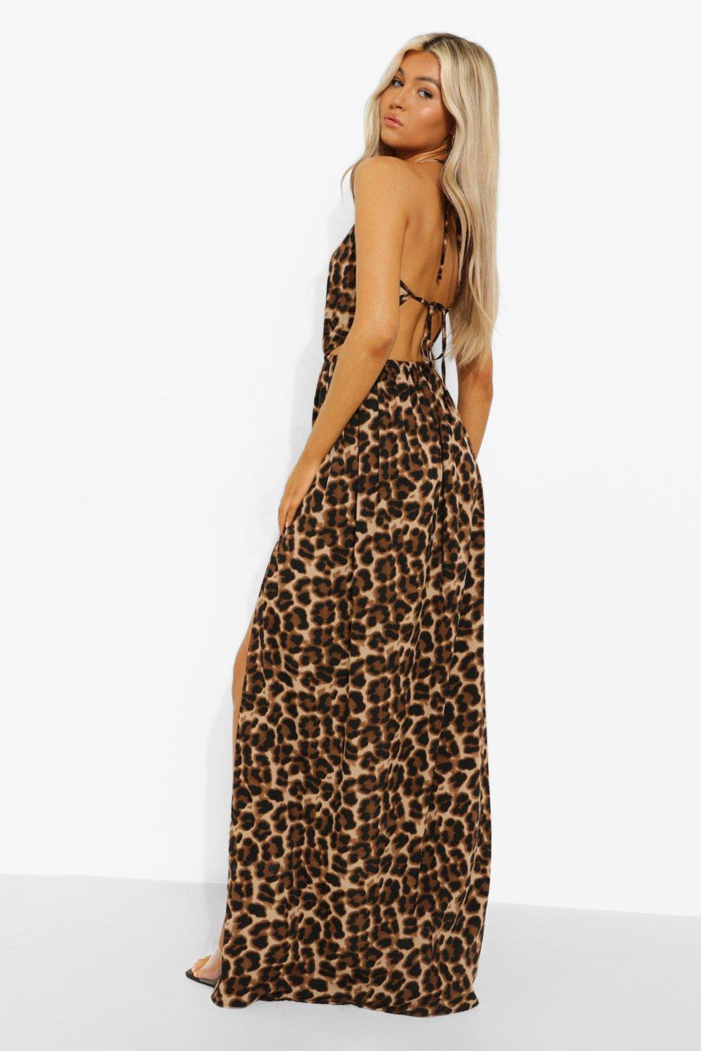 Leopard sales backless dress