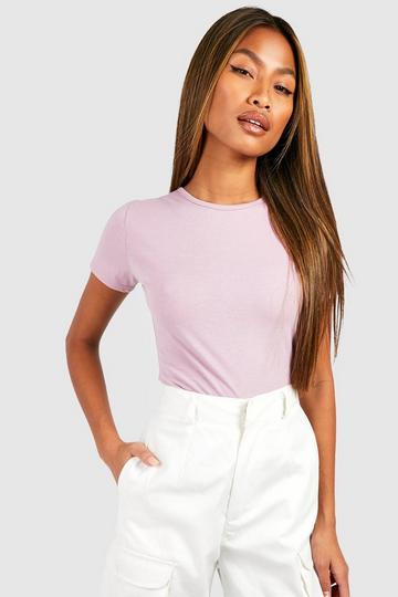 Short Sleeve Fitted Cotton T-shirt mauve