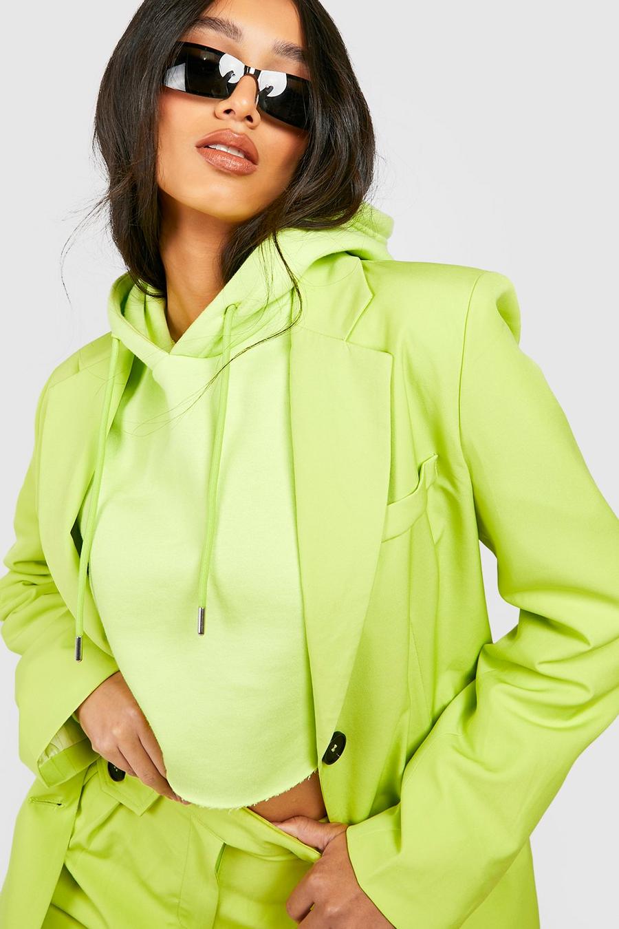 Lime Cropped Slouchy Hoodie image number 1
