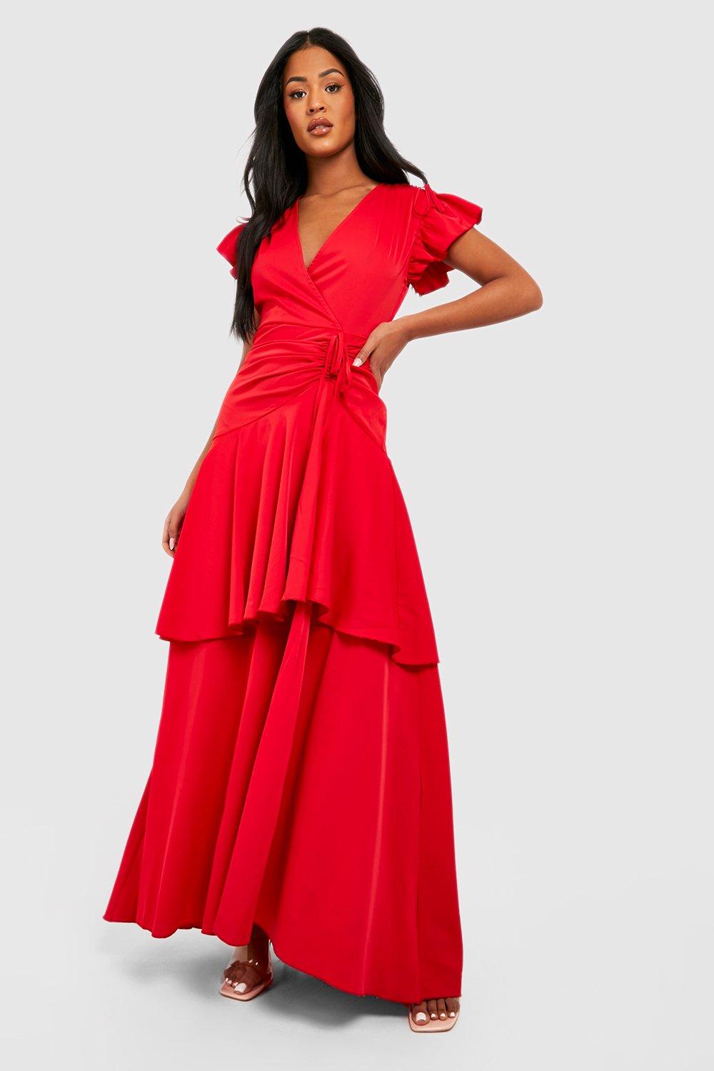 Ruched evening dress with hot sale sleeves