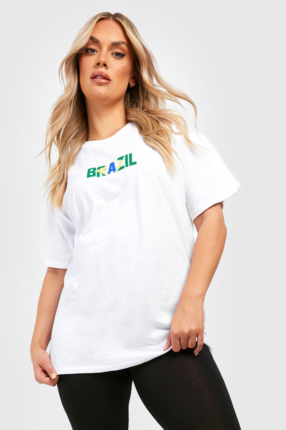 Brazil USA American Flag Women's Plus Size T-Shirt