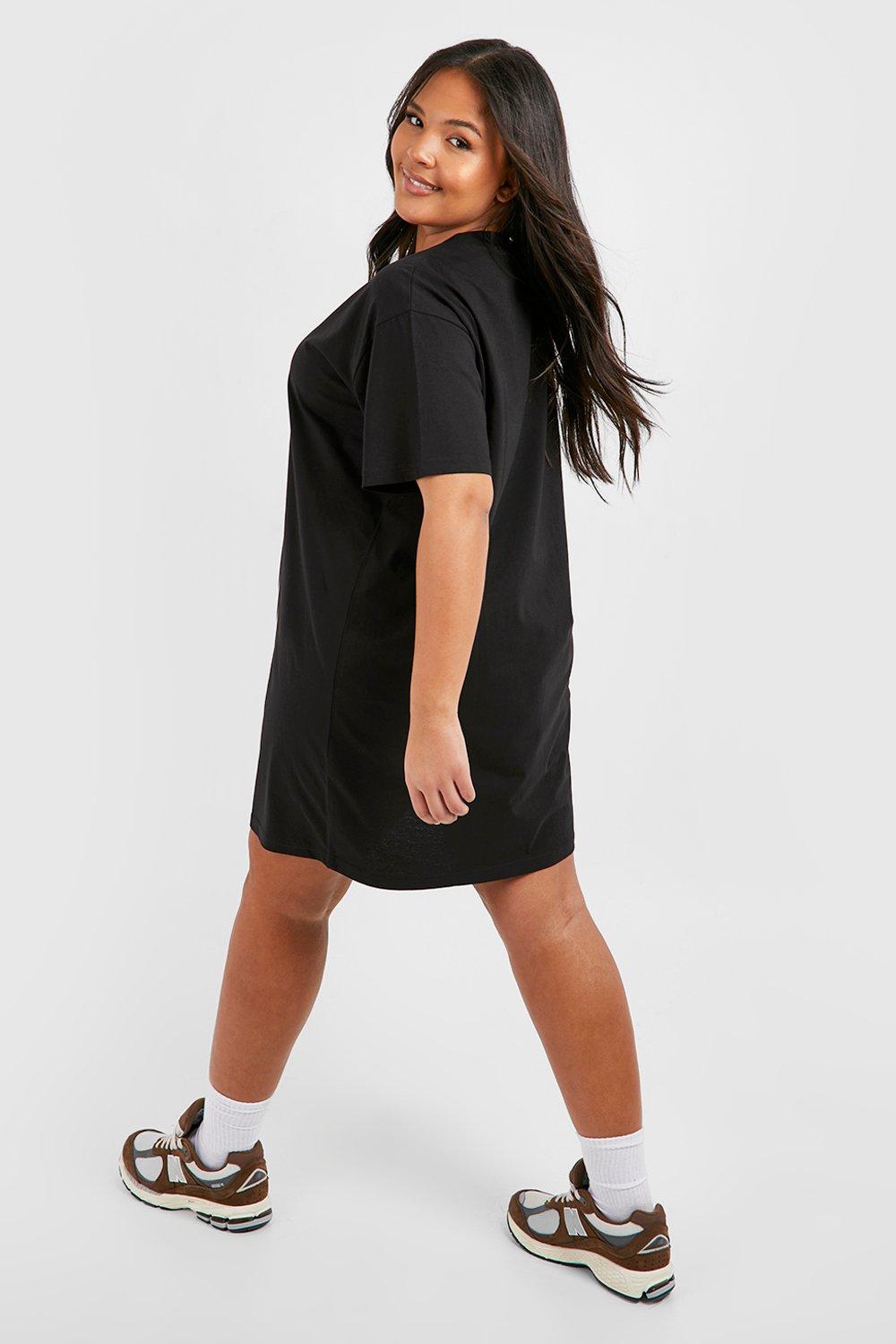 Plus Cotton Short Sleeve Oversized T-Shirt Dress