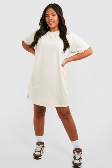 Plus Cotton Short Sleeve T-shirt Dress stone