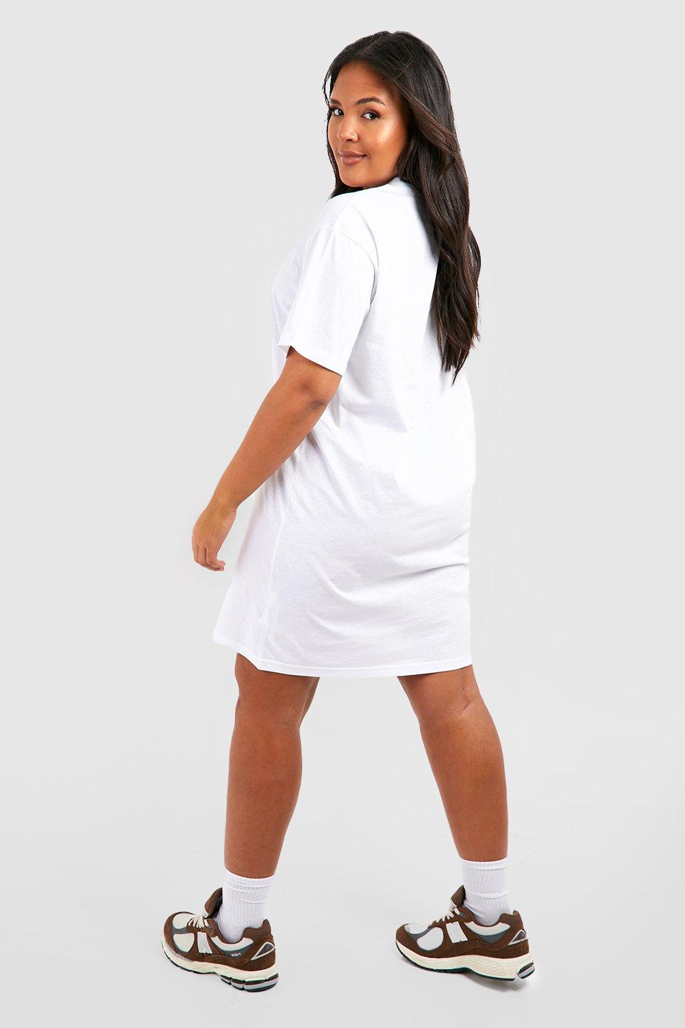 White t shirt store dress plus size