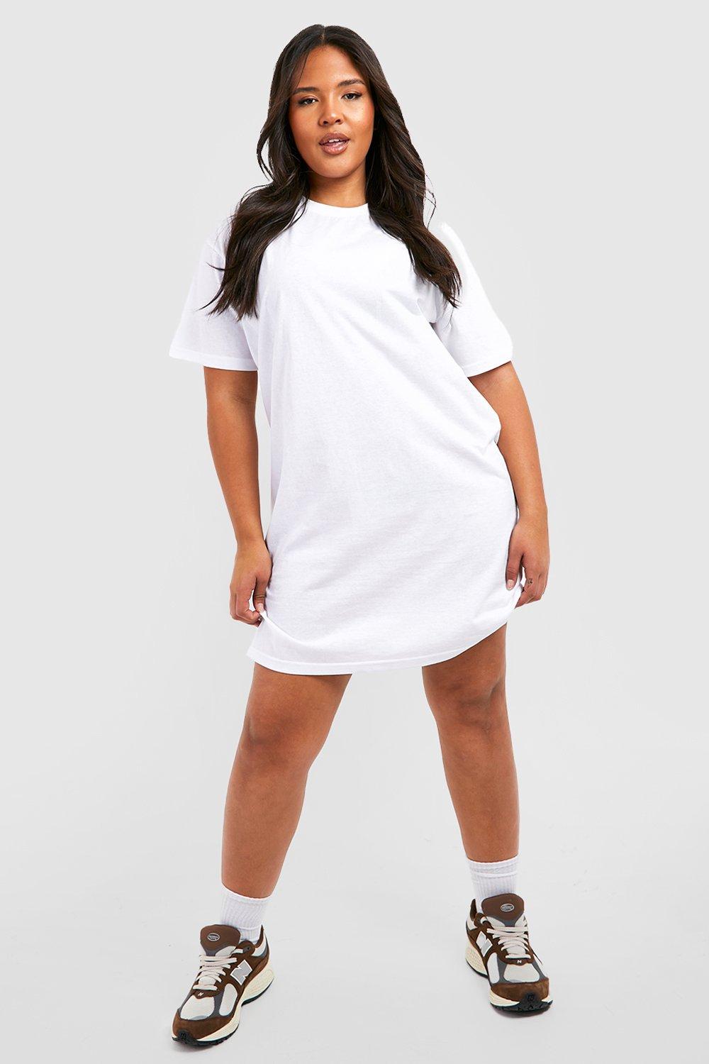 Boohoo white cheap t shirt dress