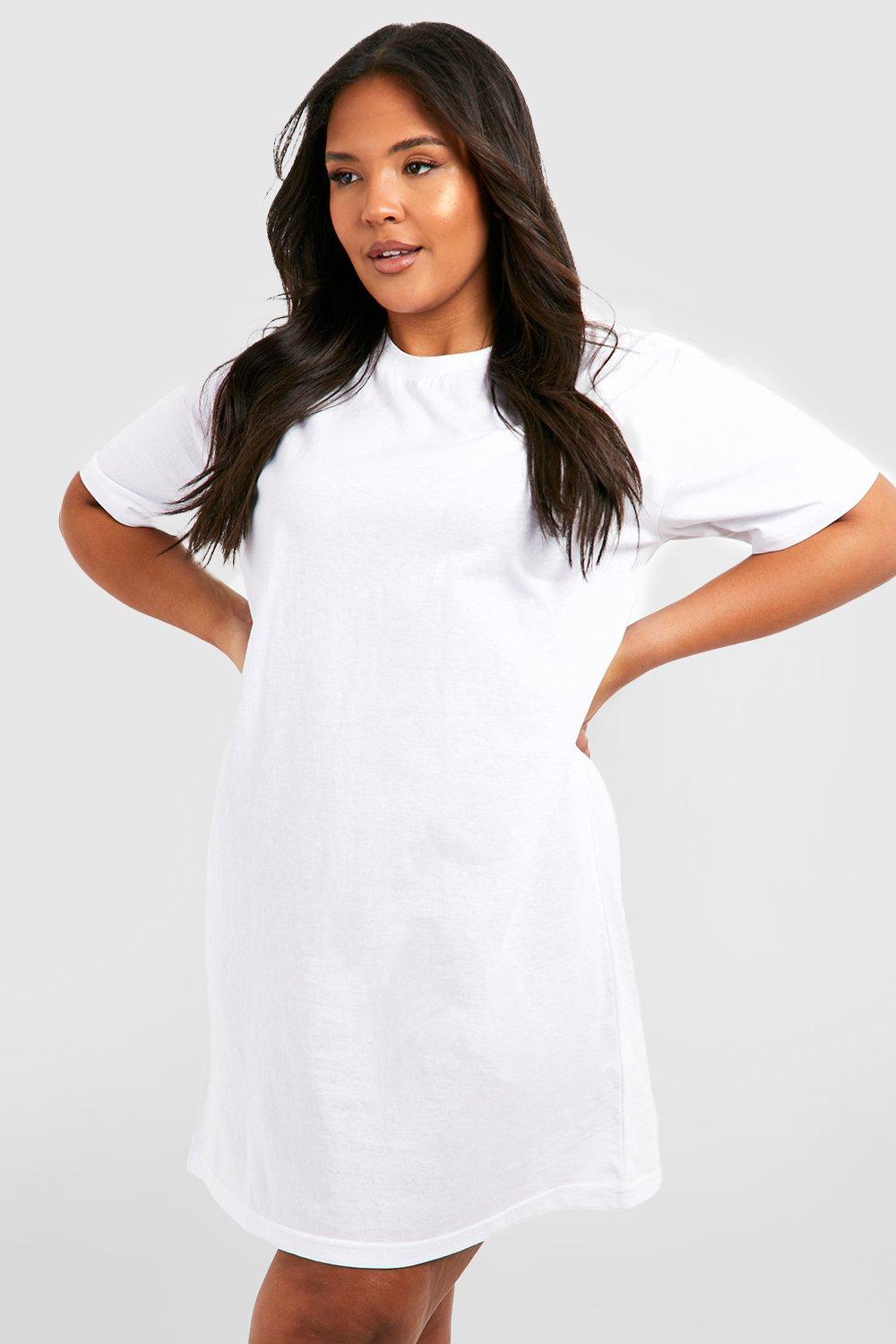 Plus kurzarmliges T Shirt Kleid aus Baumwolle