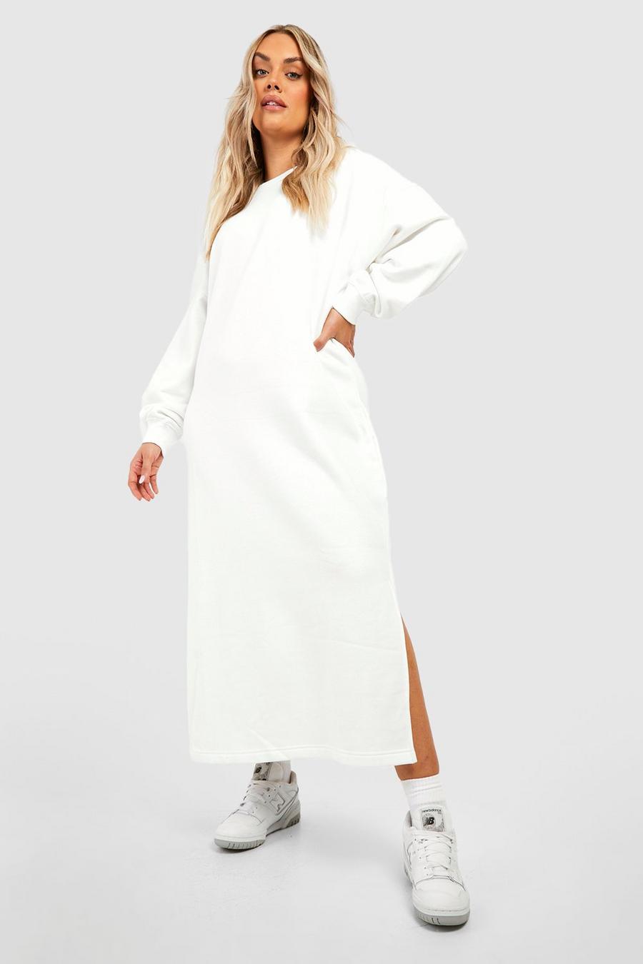 Ecru white Plus Basic Midiaxi Sweat Dress