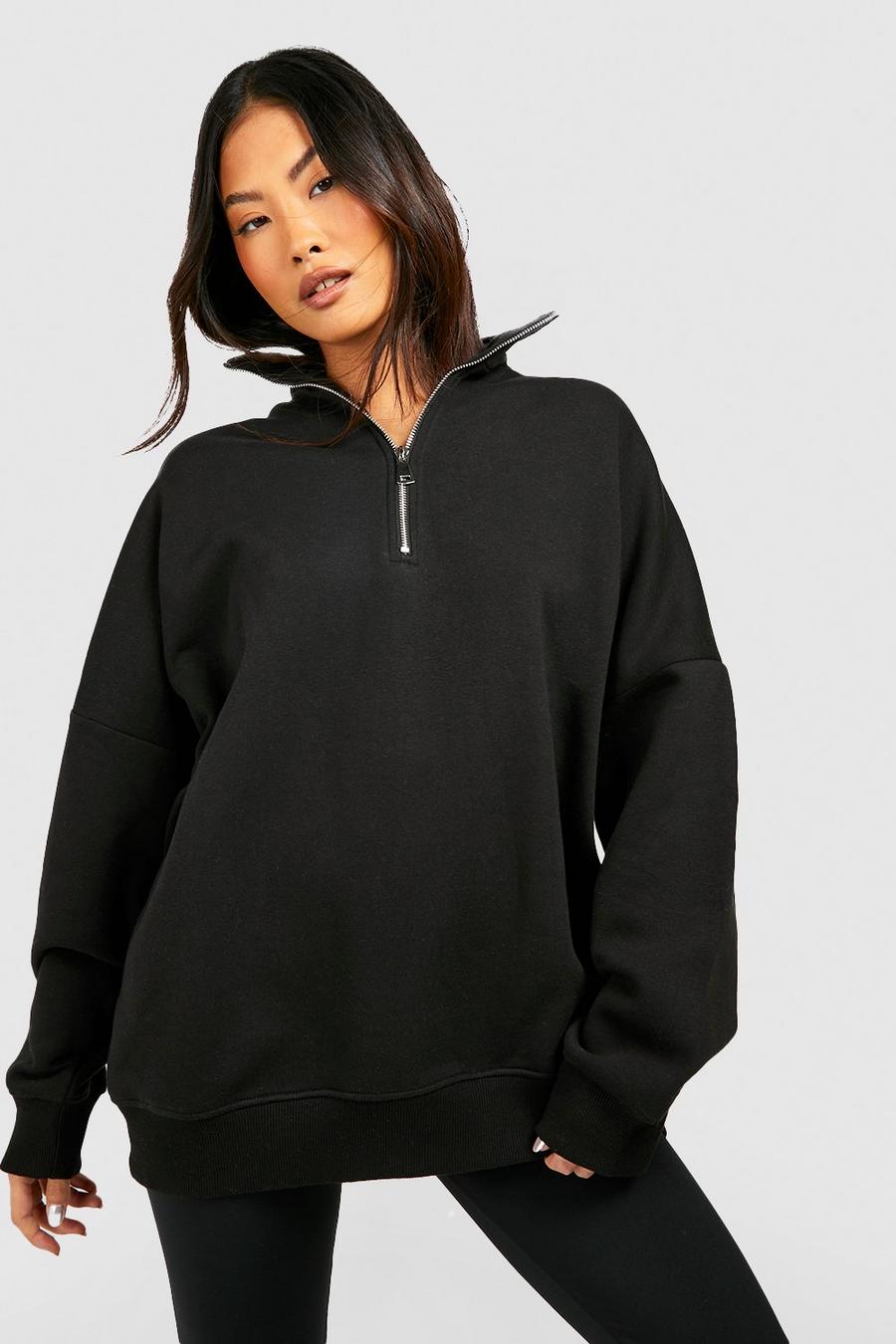 Black noir Petite Half Zip Sweatshirt