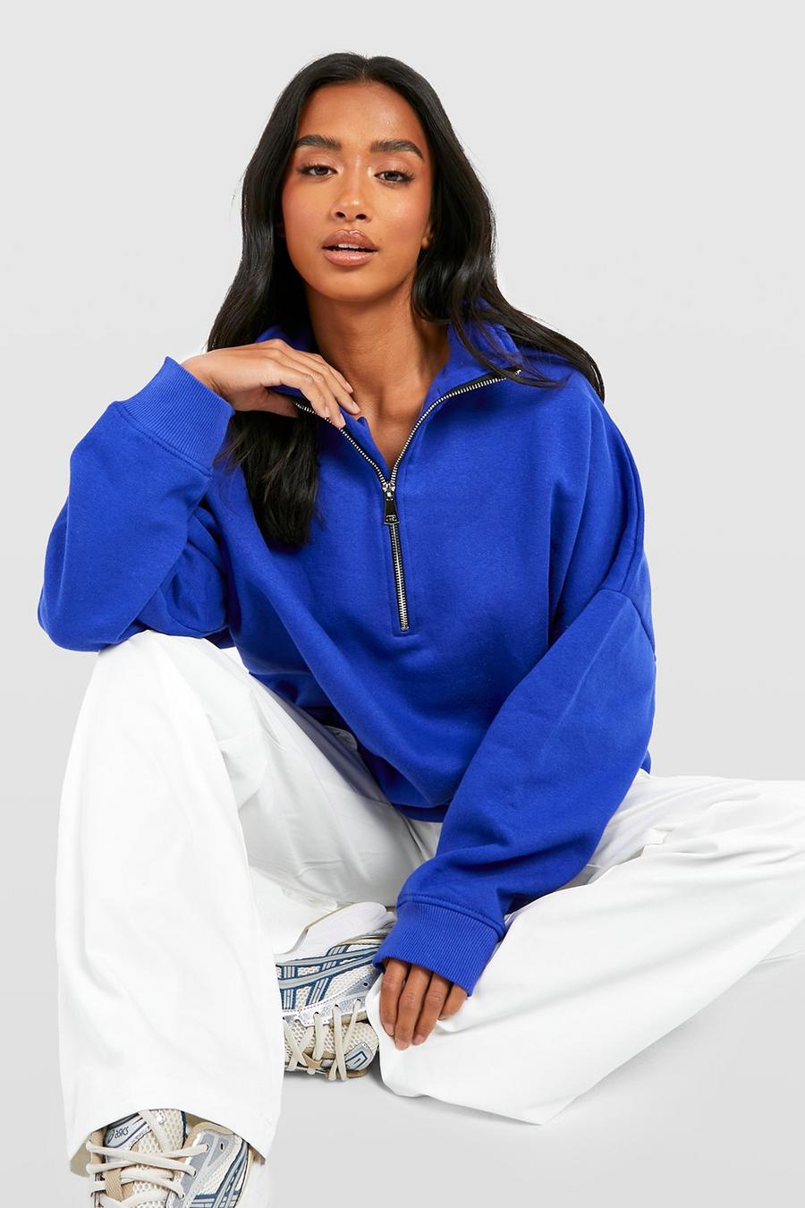 Cobalt blue Petite Half Zip Sweatshirt