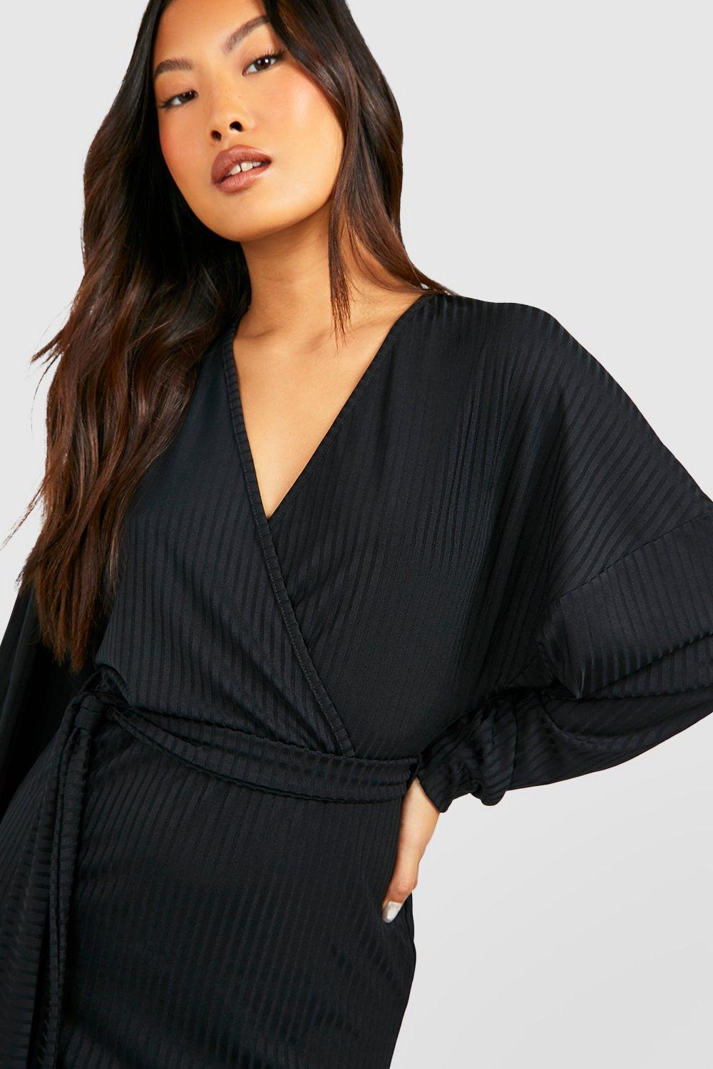 Black batwing belted dress sale