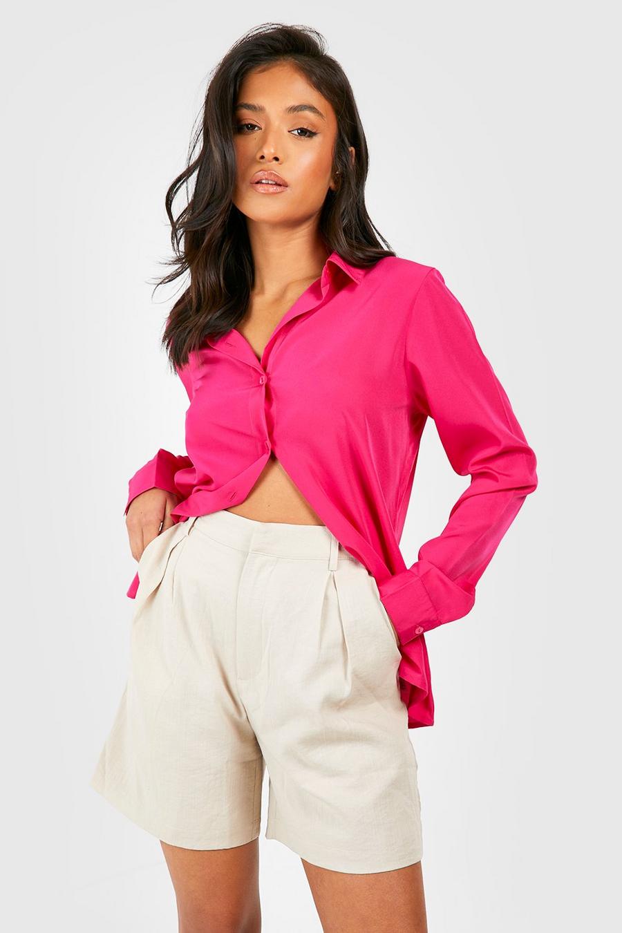 Pink Petite Woven Long Sleeve Shirt image number 1