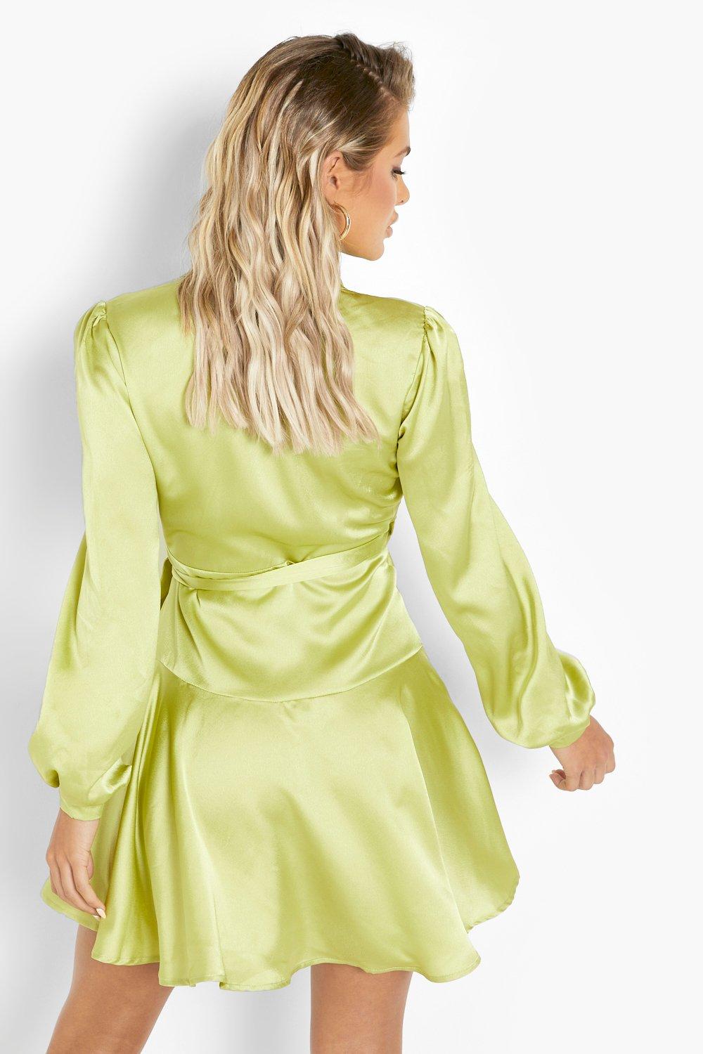 Boohoo silk hot sale wrap dress