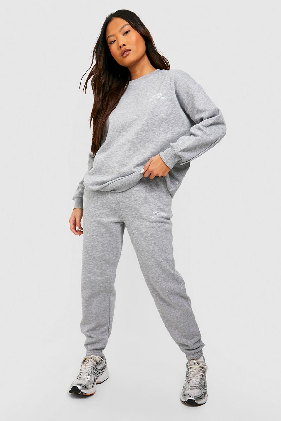 Petite Oversize Trainingsanzug mit Design Studio Slogan, Grey image number 1