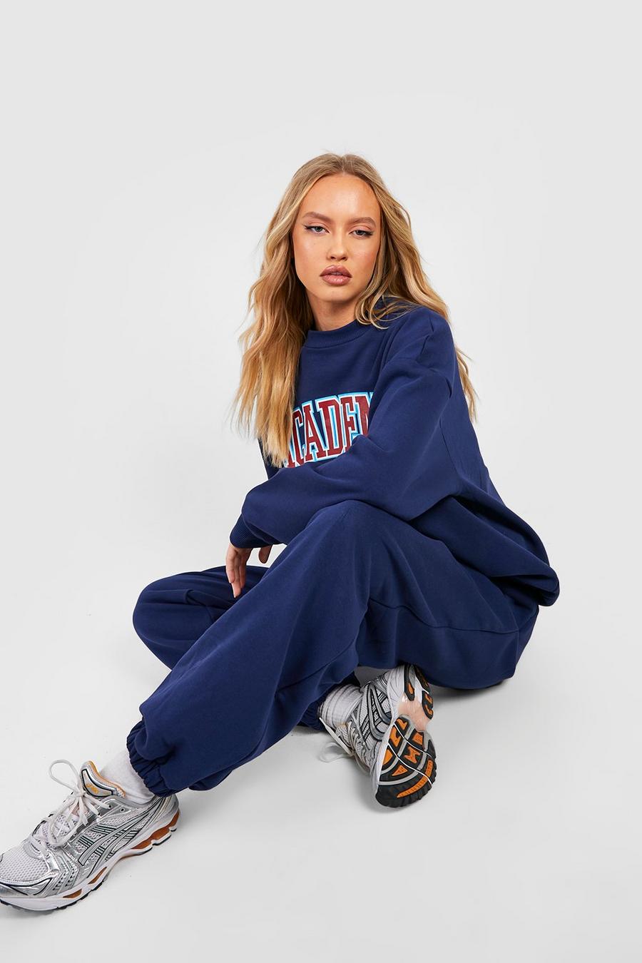 Navy Tall Oversized Cuff Track Pants image number 1