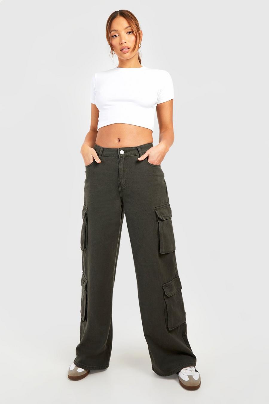 Grey Tall Low Rise Oversized Cargo Jeans