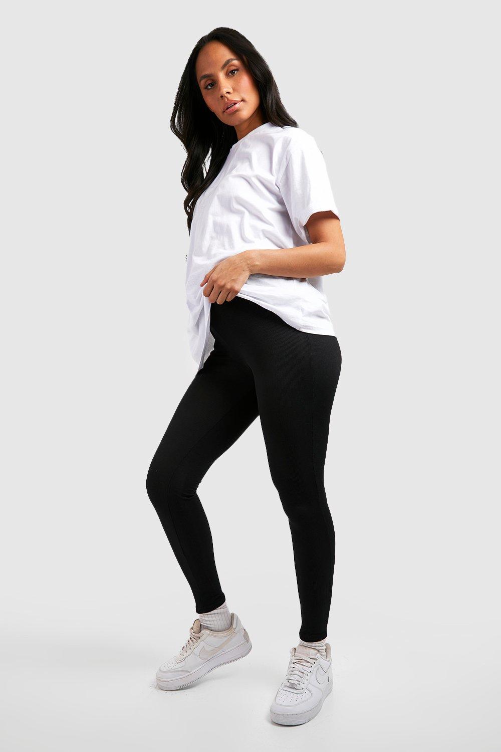 Buy Boohoo Maternity Ribbed Seamless Over Bump Leggings In Black