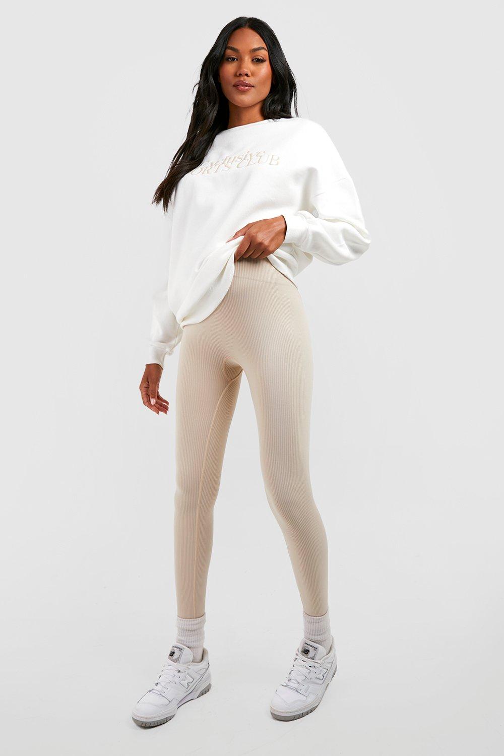 Famme Ribbed Seamless Leggings Beige