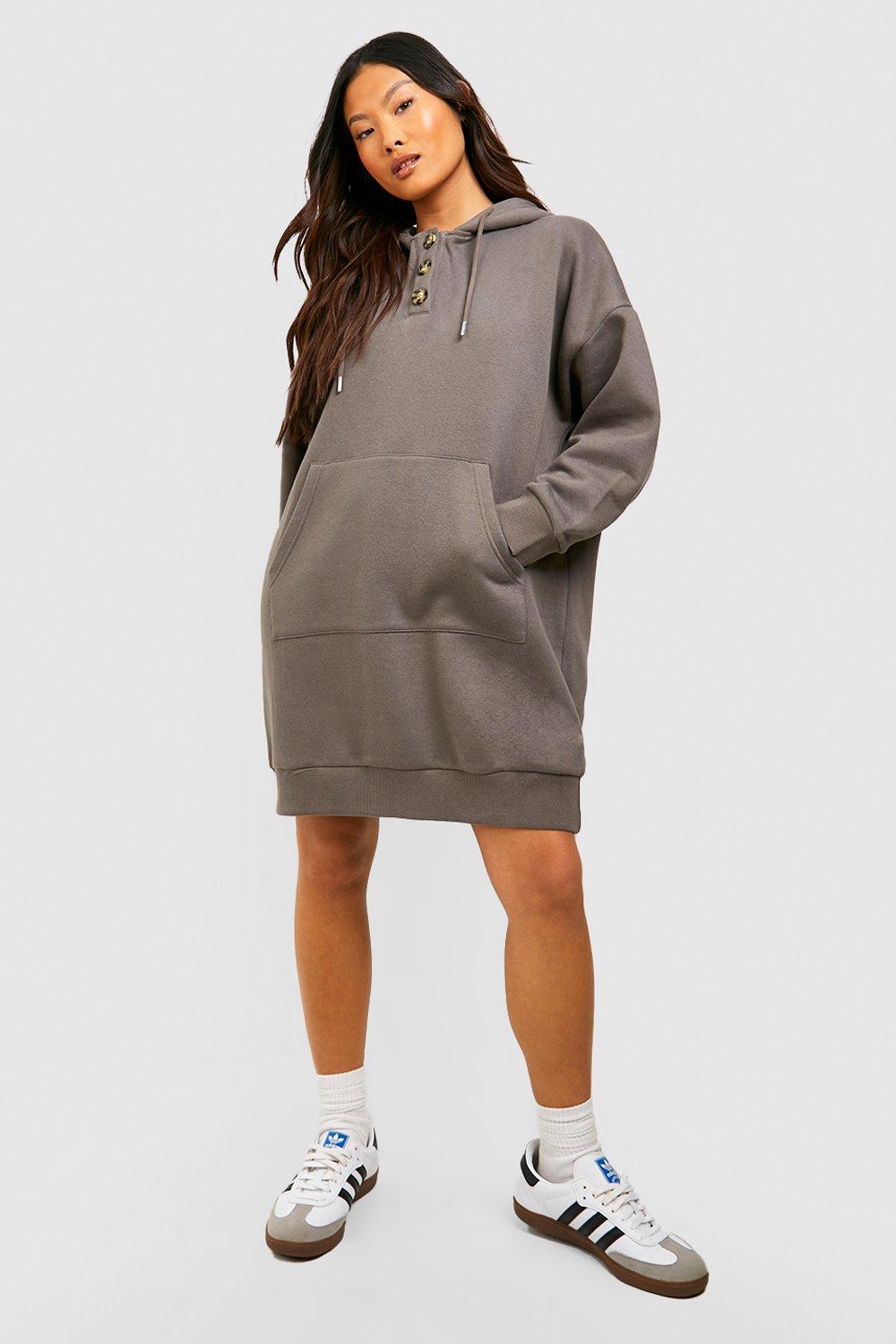 Petite Pocket Detail Hooded Sweat Dress