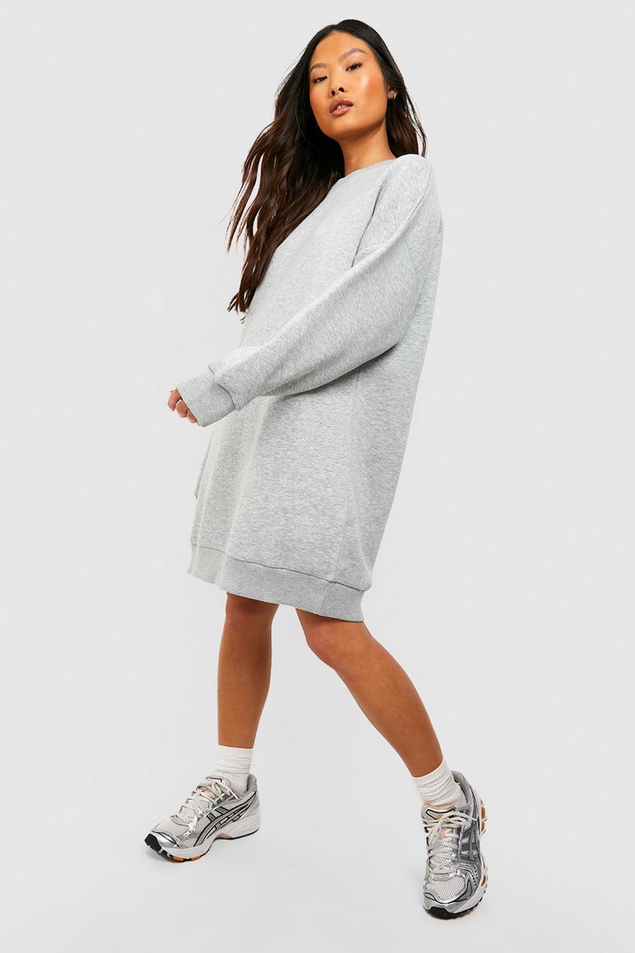 Ash grey Petite Oversized Relaxed Sweater Dress image number 1