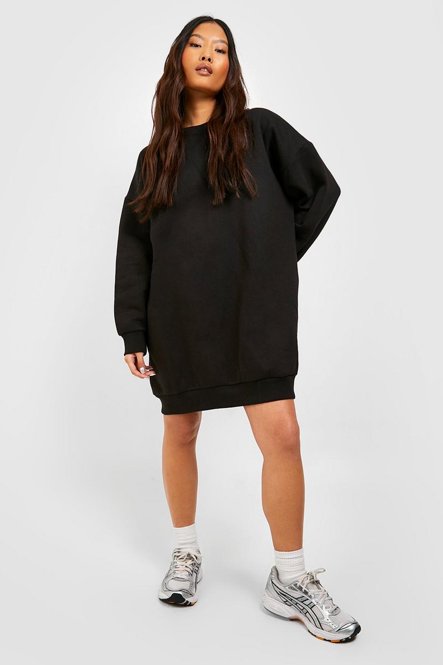 Black svart Petite Oversized Relaxed Sweater Dress