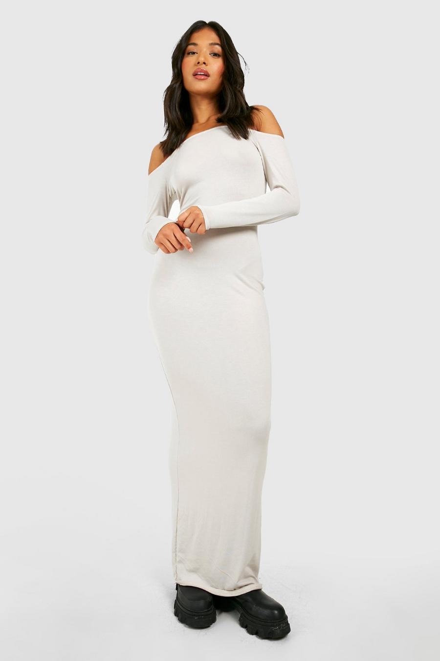Stone Petite Off The Shoulder Long Sleeve Maxi Dress image number 1