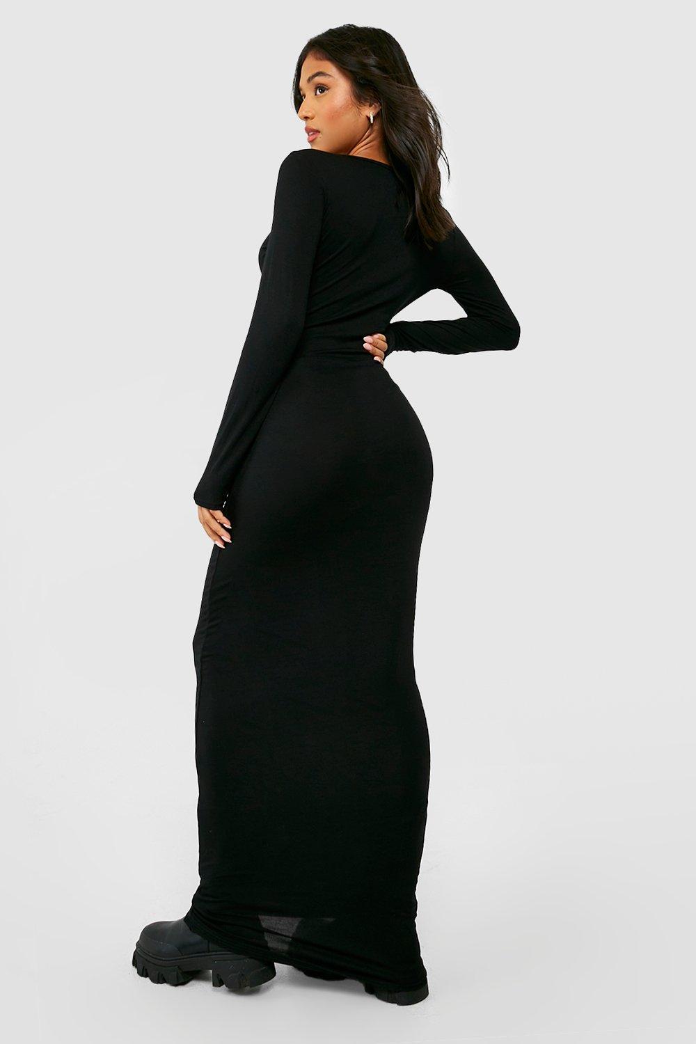 Long straight best sale black dress