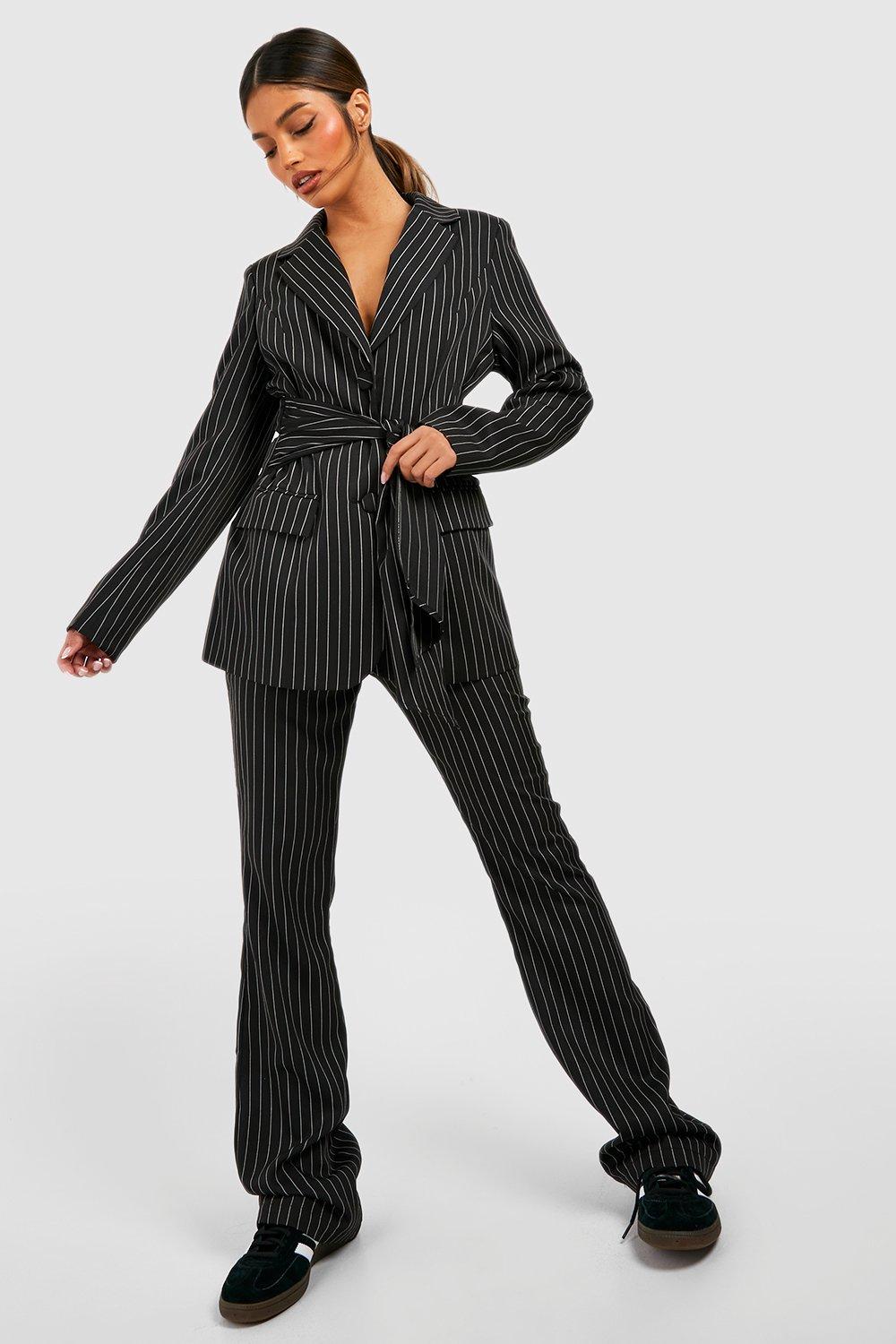 Pinstripe Fit & Flare Tailored Pants