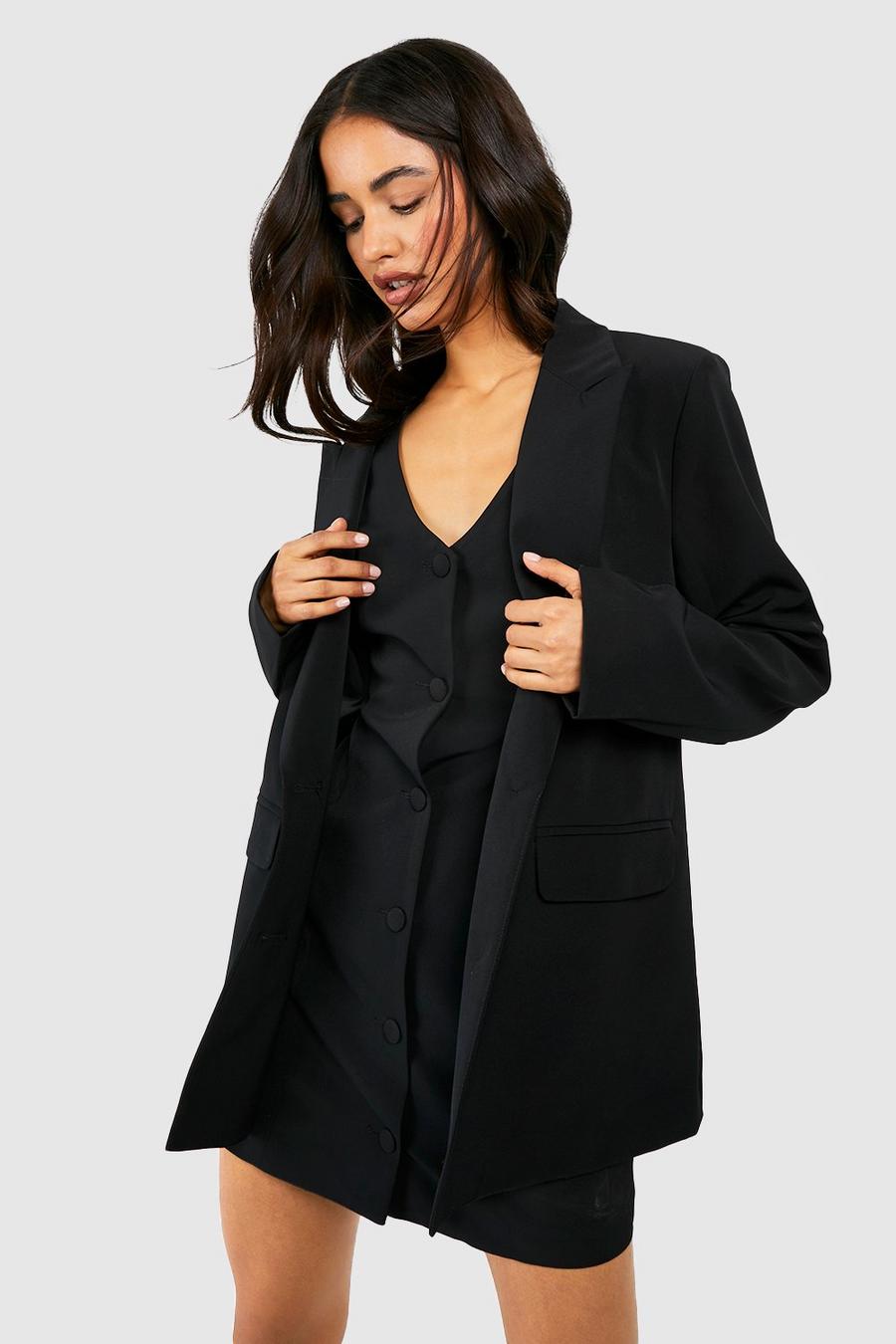 Black Relaxed Fit Tailored Blazer image number 1